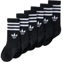 Adidas Originals Sokker '3 Stripes Crew Socks 6 Pairs' sort / hvid