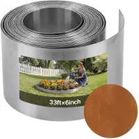 Vevor Corten stål landskabskant, 1000 x 15 cm stålkant til landskabspleje med handsker, let at installere bøjelige metalstrimler, metal havekant til blomsterbed, havesti