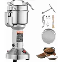Vevor 750g elektrisk kornmølle, højhastigheds 2000W kommercielle krydderikværne, pulveriseringsmaskine i rustfrit stål, til tørre korn, krydderier, kornprodukter, kaffe, majs, peber, lige type