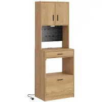 SoBuy Høj kommode Light Oak med 2 skuffer