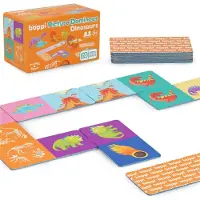 Boppi Domino-s?t billedspil til sm?b?rn - farverigt dinosaur-tema Montessori/STEM-dominoer til b?rn - Spil til 3-?rige og opefter