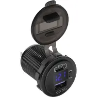 Peiying Automobilinis įkroviklis USB - USB C su Quick Charge Power Delivery ir įtampos matuokliu 48W
