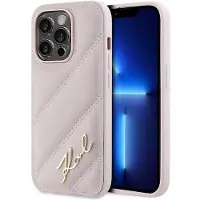 Karl Lagerfeld Diagonal Quiltet Pink iPhone 14 Pro Etui