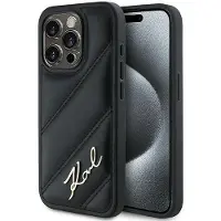 Karl Lagerfeld Diagonal Quilted Script-etui til iPhone 14 Pro - sort