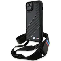 BMW Etui til iPhone 15 Hardcase M Edition Carbon Stripe & Strap