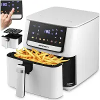 Berdsen Karšto oro gruzdintuvė BD-662 1700W 6,5L su liečiamu skydeliu ir 8 programomis, balta