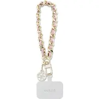 GUESS GUOUCHSAMC4P Universal håndremstaske - pink Saffiano kæde 4G Charm