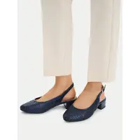Caprice sling pumps, blue, made of Leather with Block heel, Size 38