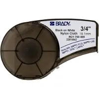 Brady B-499 - Nylonklæde - mat - klæbemiddel - sort på hvid - Rulle (1,91 cm x 4,9 m) 1 rulle(r) etiketter - for BMP21, BMP21-LAB, BMP21-PLUS ID PAL LABPAL
