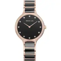 Bering Dameur 30434-746 Ceramic Sort/Rosaguldtonet stål Ø34 mm