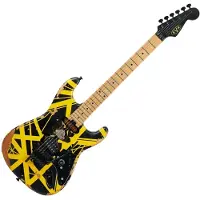 Evh Limited Edition Striped Series Frankenstein Frankie MN Black with Yellow Stripes Aged