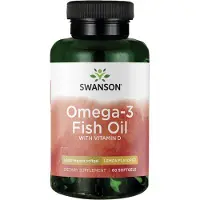 Swanson Health , Omega-3 Fiskolie med Vitamin D, Lemon, 1,000 mg, 60 Softgels