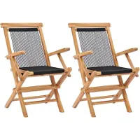 vidaXL foldbare havestole 2 stk. massivt teaktræ og reb