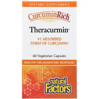 Natural Factors , Curcuminrik, Theracurmin, 60 Vegetarian Capsuler