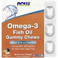 Now , Omega-3 Fiskolie Gummy Chews, Passion Fruit, 36 Gummy Chews