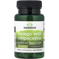 Swanson Health , Ginkgo med Vinpocetine, Standardiseret, 60 Kapsler