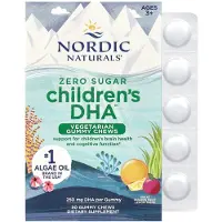 Nordic Naturals , Zero Sugar Børne DHA, Alder 3+, Passion Fruit Lemon, 250 mg, 30 Gummy Chews
