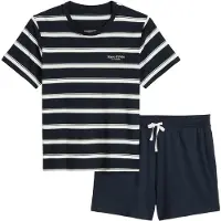 Marc O'Polo Pyjamas kort 'Mix N Match' natblå / hvid