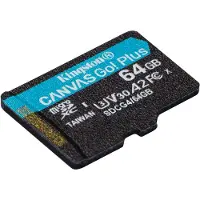 Kingston Canvas Go! Plus - Flashhukommelseskort (microSDXC til SD adapter inkluderet) - 64 GB - A2 / Video Class V30 / UHS-I U3 / Class10 - microSDXC UHS-I