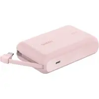 Belkin BoostCharge - Powerbank - med integreret kabel - 10000 mAh - 20 Watt - 3 A - Fast Charge - 2 output-stikforbindelser (USB-C) - pink