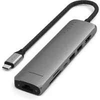 Satechi 7-in-1 USB-C Slim Multiport Adapter with Ethernet - Space Grey