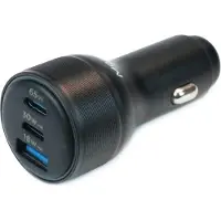 Mobilis - Bilstrømsadapter - universal - 95 Watt - 3 A (2 x USB-C, USB Type A) - sort