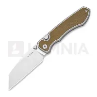 Kizer Cutlery Wharning S45VN foldekniv, Gray Aluminum & Brown Norplex UltreX, Satin