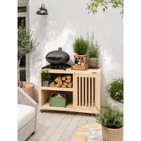 Kabeltromlen Luksus Grillbord med Gasflaskeskjuler | Nye Traller | 65.5 cm / Med Topplade / 100 cm