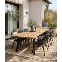 Kabeltromlen Havebord af Genbrugsplanker | Sort Stålstel | 140 cm