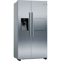 Bosch Serie | 6 KAG93AIEP - Køleskab/fryser - side ved side med vanddispenser, isdispenser - fritstående - bredde: 90.8 cm - dybde: 70.7 cm - højde: 178.7 cm - 531 liter - Klasse E - rustfrit stål
