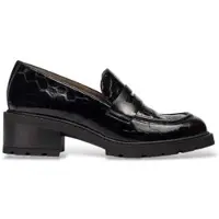 Wonders Wonderstil kvinder. D-1401_5633_5792 Evoclub 01 Sort Læder Loafers (39), 1-3 cm, Ingen, Casual, Klassisk, Patentlæder