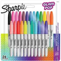 Sharpie Glam Pop Permanente Markers | Fin spids for fede detaljer | Assorterede livlige farver | 24 markerpenne