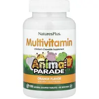 NaturesPlus , Animal Parade, Multivitamin Børnesupplement, Orange, 180 Dyrformede Tabletter