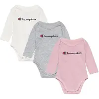 Champion Body l/æ - 3-Pak - Dusty Rose/Grå Melange/Hvid - - 62/68 - Body L/Æ