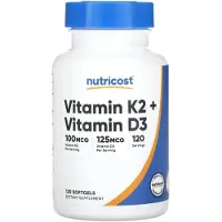 Nutricost , Vitamin K2 + Vitamin D3, 120 Softgels