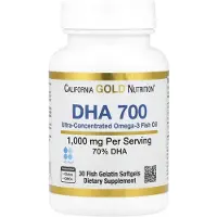 California Gold Nutrition , DHA 700 Fiskolie, Ultra-Koncentreret, 1,000 mg, 30 Fisk Gelatin Softgels