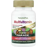 Natures Plus , Animal Parade Gold, Børnesvampelægemiddel, Cherry, Grape & Orange, 60 Animal-Shaped Tabletter
