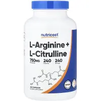Nutricost , L-Arginin + L-Citrullin, 240 Capsler