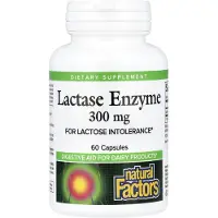 Natural Factors , Laktase Enzym, 300 mg, 60 Kapsler