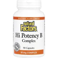 Natural Factors , Hi Potency B Kompleks, 90 kapsler