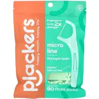 Plackers Micro Mint tandtrådspinde, 90 stk. (3-pak) – mynteagtige, forudskårne tandtrådspinde til grundig og nem rengøring