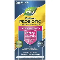 Nature'S Way , Fortify Optima, Kvindes Probiotisk + Præbiotisk, Avanceret Pleje, 90 Billion, 30 Udsat- Udgivelses Capsler