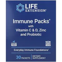 Life Extension , Immunsæt Pakker Med Vitamin C & D, Zink Og Probiotik, 30 Pakker