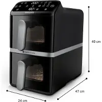 Philips Air Fryer - Serie 4000 Vertical Duo NA461/00 - 10L kapacitet - Dubbel tank - 2750W