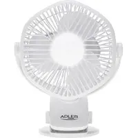 Adler Genopladelig ventilator med klemme - Hvid / Ventilator med klemme og batteri