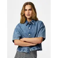 Pieces Sky A-shape Denim Kortærmet Skjorte