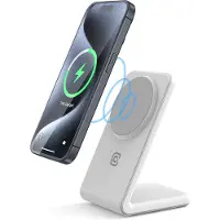 Crong MagSpot Stand - 2-in-1 Wireless Charger with MagSafe for iPhone and AirPods - White
