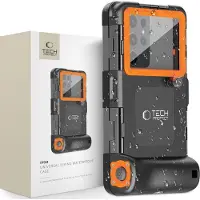 Tech-Protect Waterproof Case IPX8 Waterproof for Smartphones 4.7-6.7" - Black/Orange