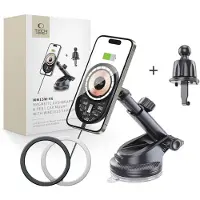 Tech-Protect MM15W-V6 MAGNETISK MAGSAFE DASHBOARD & VENTILATION TRÅDLØS OPLADDER TIL BILHOLDER 15W SORT/INDENDØRS