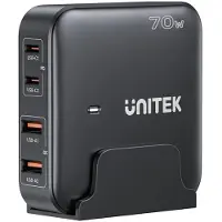 UNITEK GaN network charger - P1228ABK01-EU | 70W 2x USB-C 2x USB-A